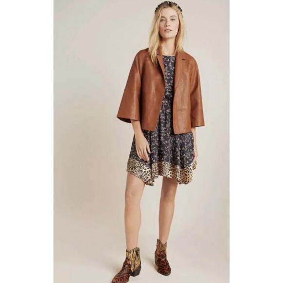Anthropologie Jackets & Blazers - Anthropologie Hayden Embroidered Vegan Leather Jacket Size Large